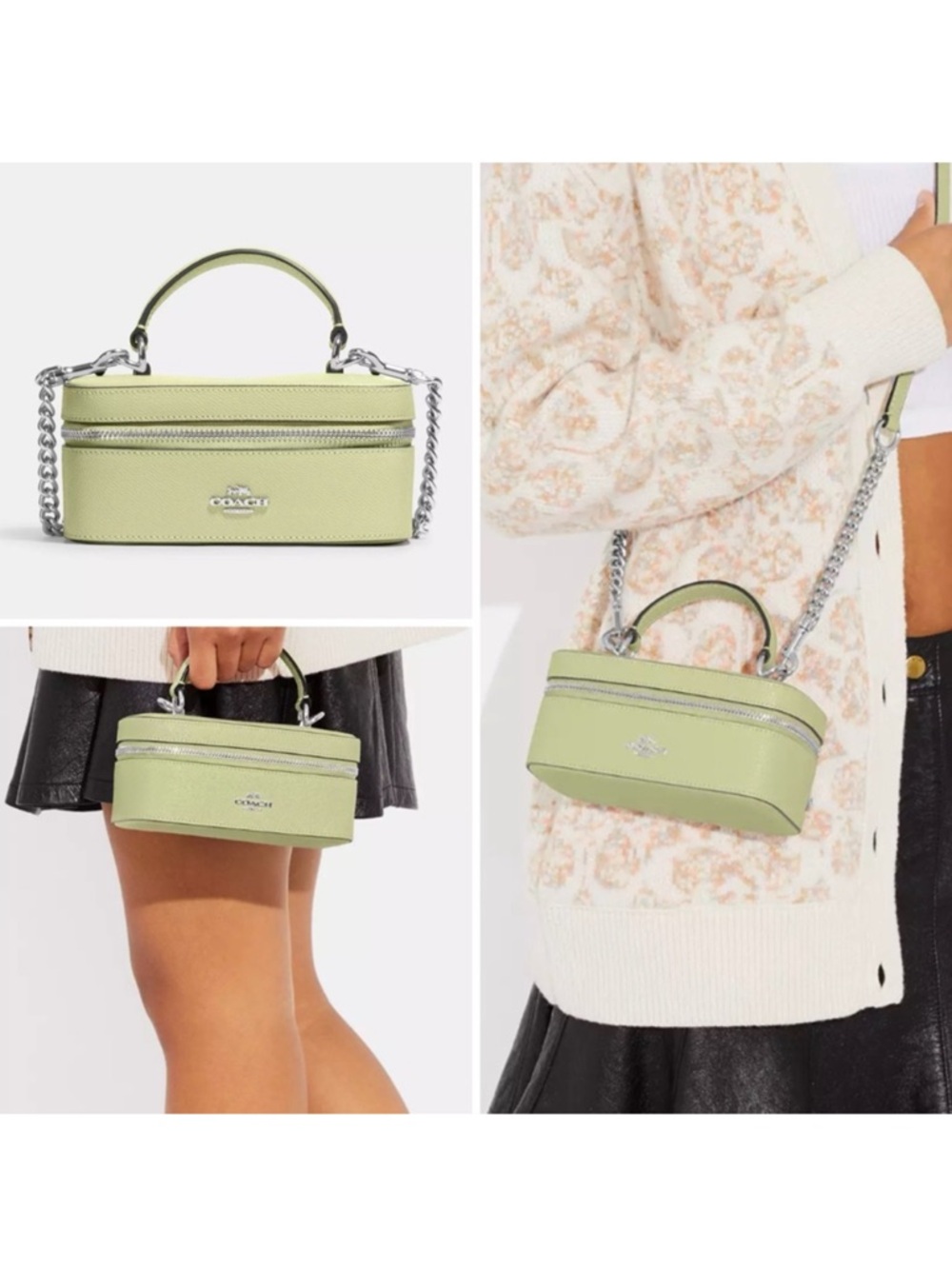 *NEW* Coach Vanity case Lime Green 100% leather